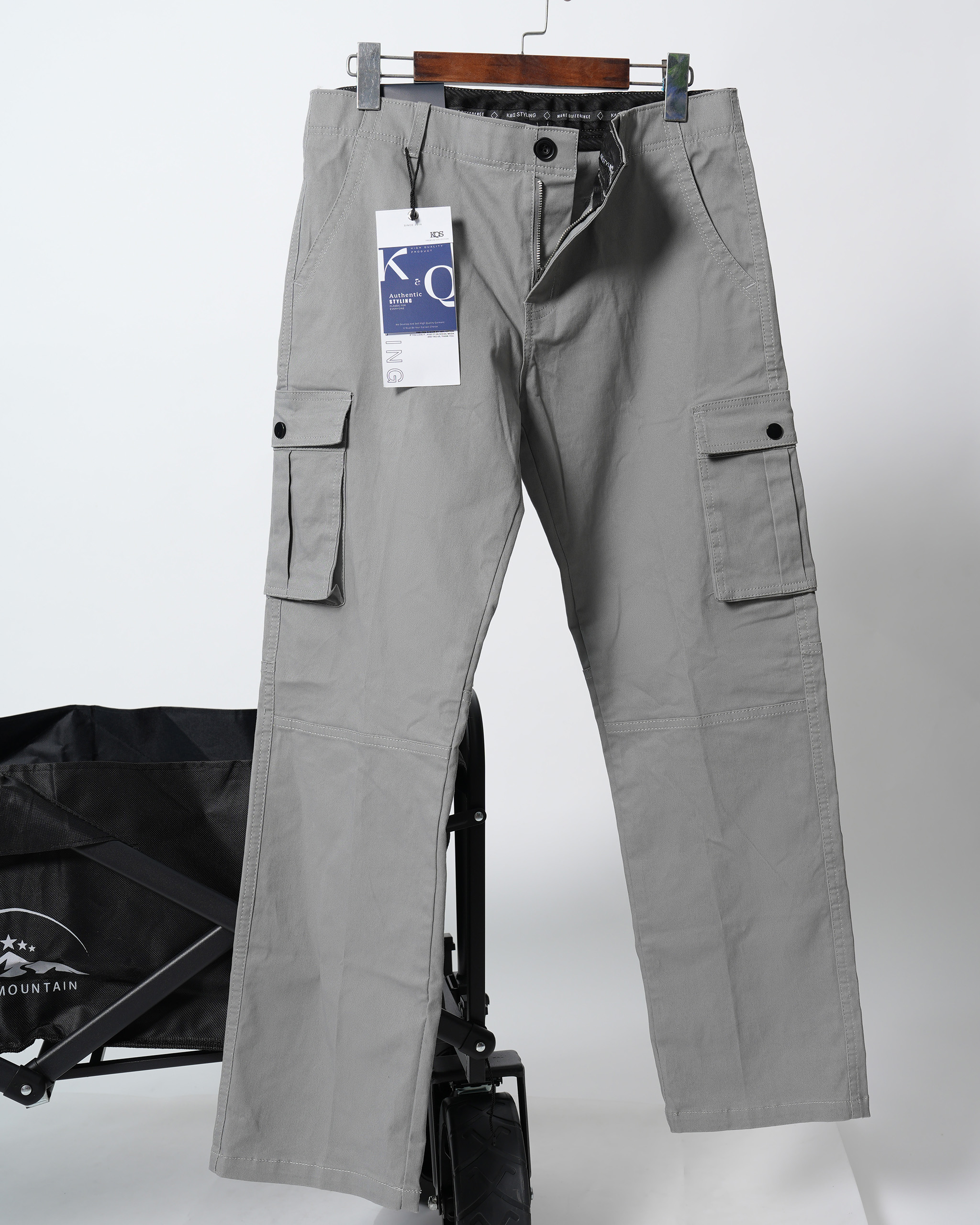 Mô tả Quần cargo Nam kaki co giãn KQSTYLING form relaxed fit cotton mềm min premium xám nhạt - 2