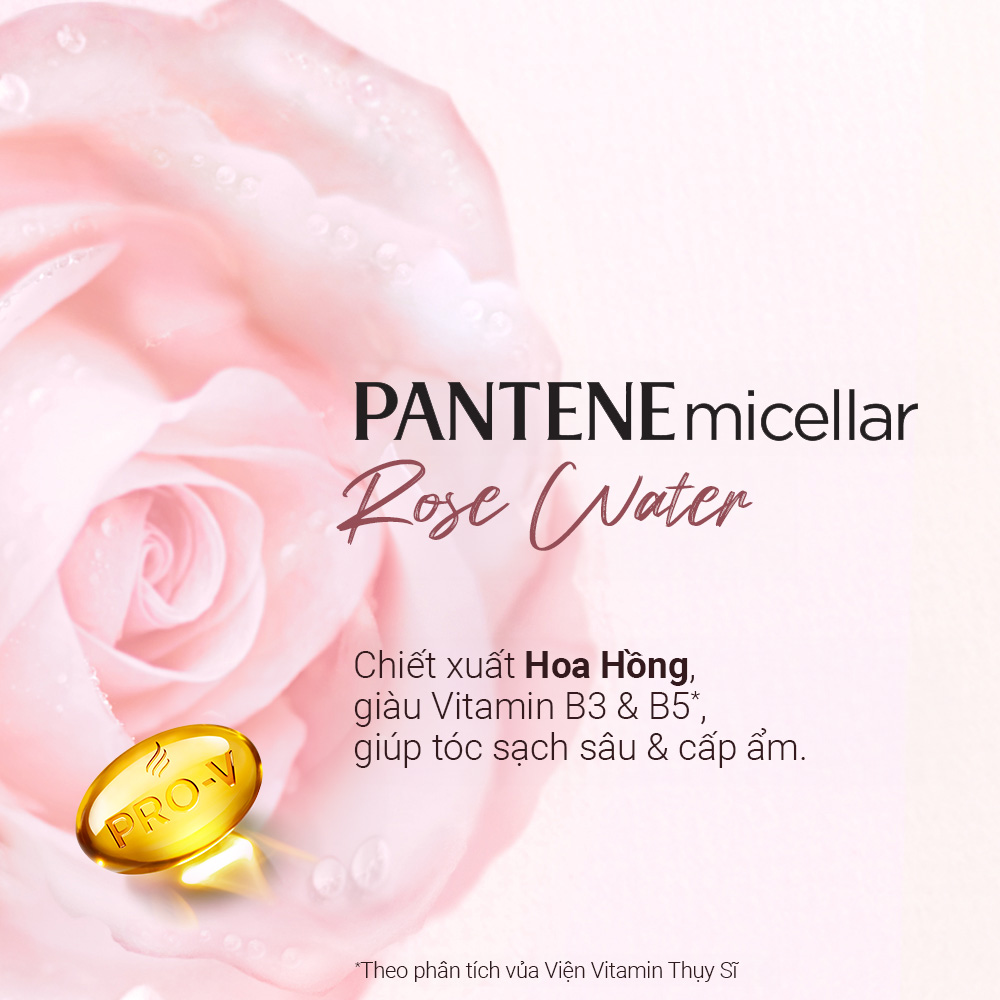 Mô tả Combo Dầu Gội Và Dầu Xả PANTENE Micellar Hoa Hồng/ Tảo Biển / Hoa Súng - Chai 530ML x2 - 3