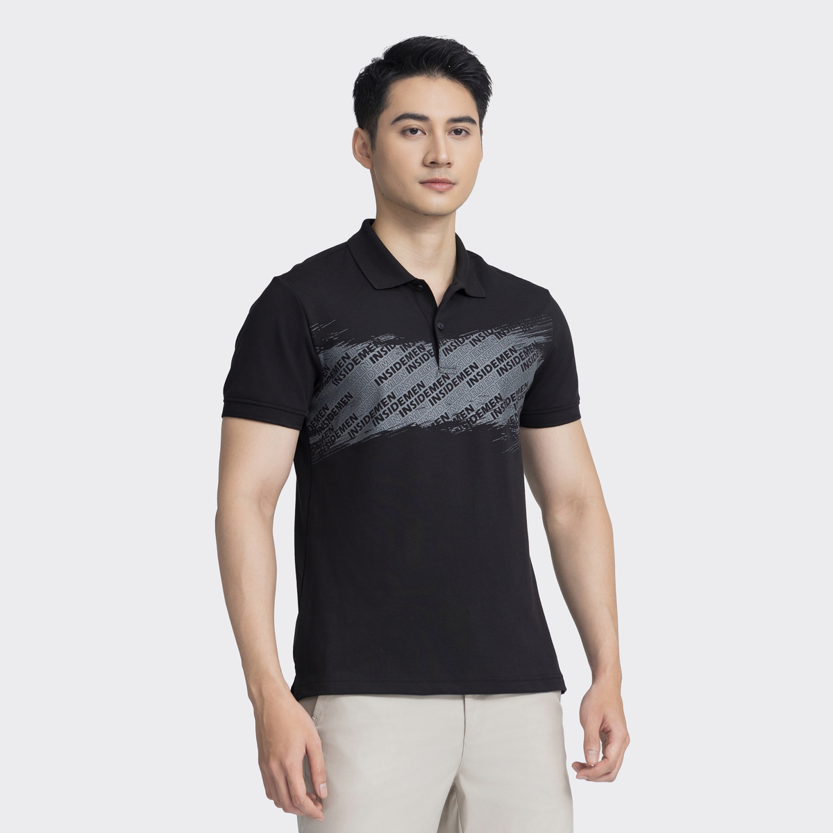 Mô tả Áo polo tay ngắn nam INSIDEMEN thiết kế basic cùng họa tiết chữ độc đáo IPS001AZ - 3