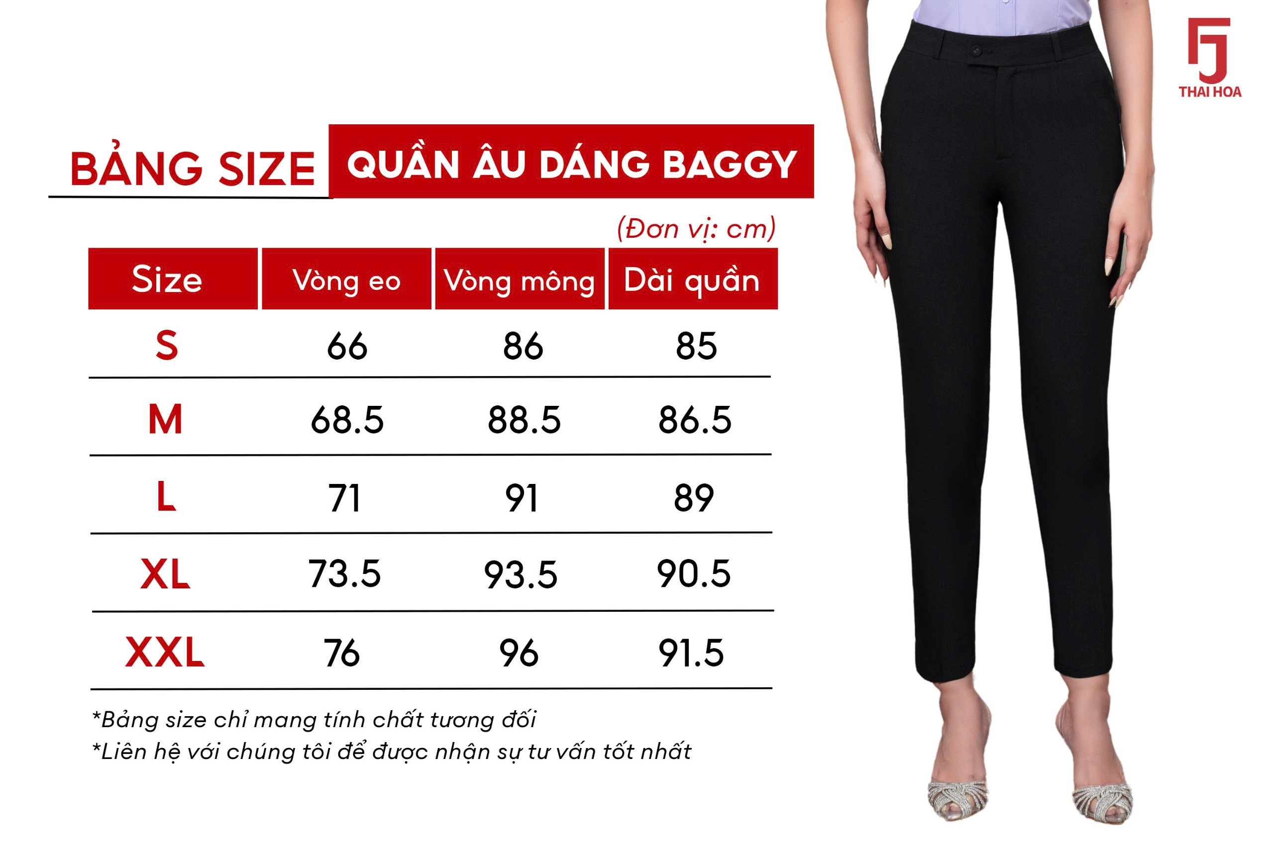 Mô tả Quần tây nữ QAW1816-R12 dài công sở trơn 1 cúc form nhỏ Thái Hòa - 7