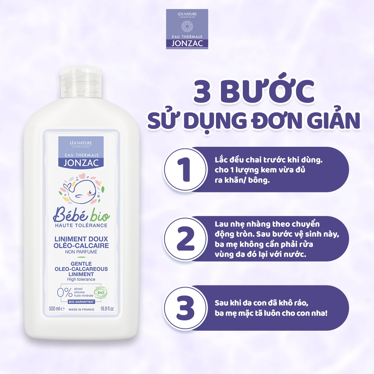 Mô tả Dung dịch vệ sinh chống hăm tã hữu cơ JONZAC 500Ml cho bé và Xịt Khoáng Vô Trùng 300ML - 7