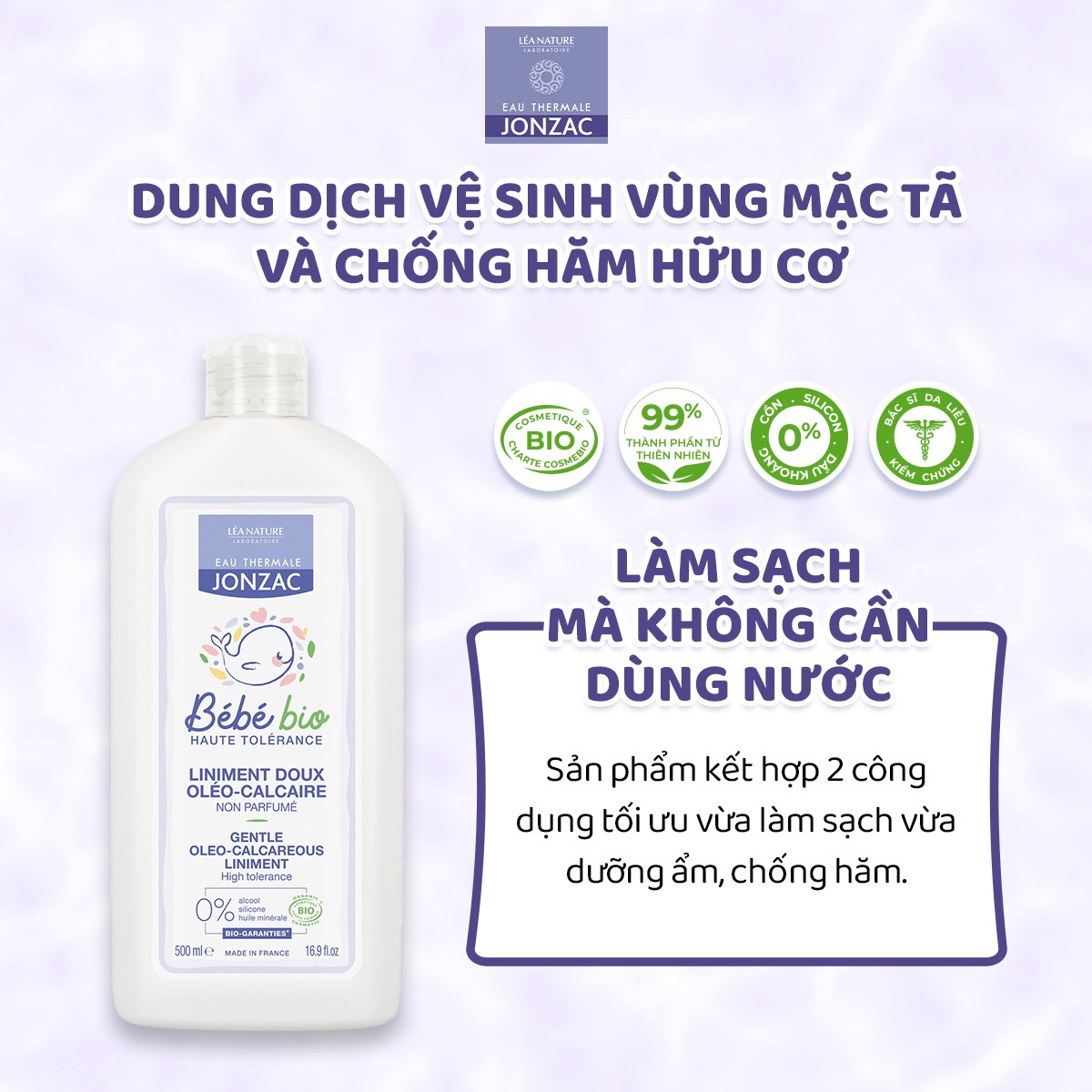 Mô tả Dung dịch vệ sinh chống hăm tã hữu cơ JONZAC 500Ml cho bé và Xịt Khoáng Vô Trùng 300ML - 8