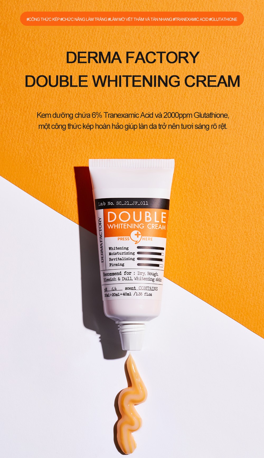 Kem dưỡng trắng da, mờ thâm nám Derma Factory Double Whitening Cream ...