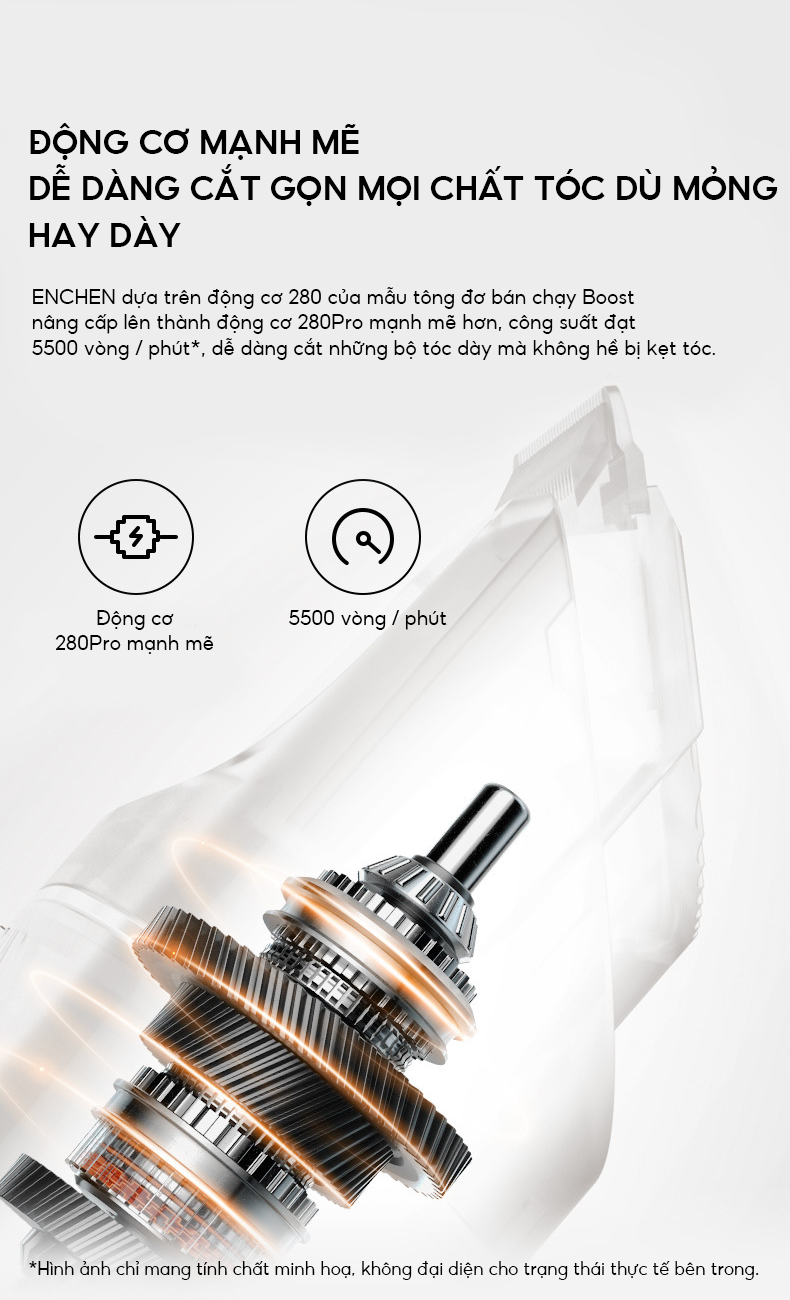 Mô tả Tông đơ cắt tóc Enchen Boost 2 đâu cắt gốm 2 chế độ cạo, độ ồn thấp, pin đến 120 phút - BH 6 tháng - 6