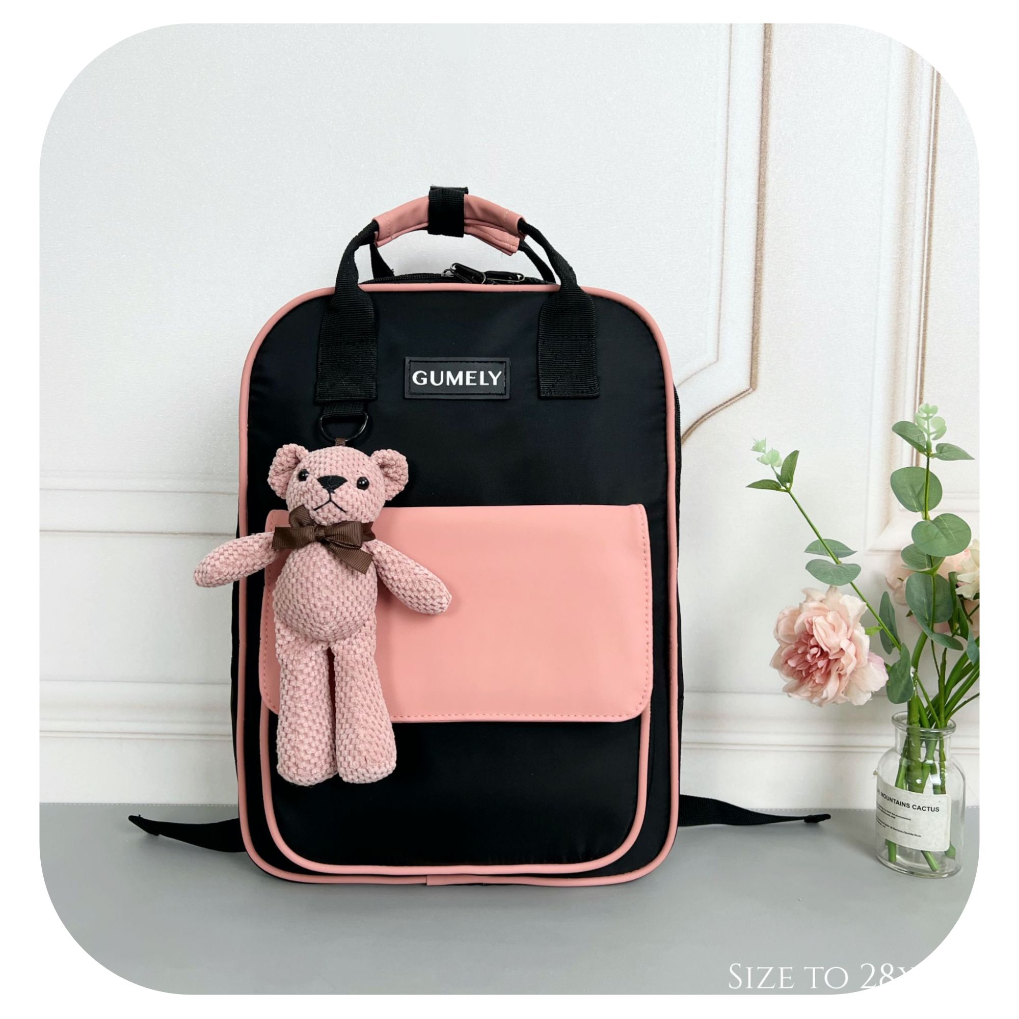 Mô tả Balo Black Pink đẹp đi học, làm gọn nhẹ nhiều ngăn size to để laptop 14 15.5 inch Gumely GU09 ViAnh - 1