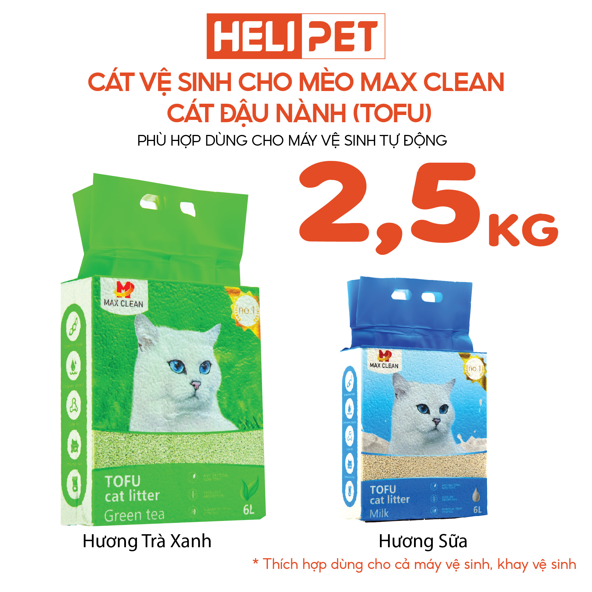 Mô tả Cát Đậu Nành Max Clean Cát Tofu Vệ Sinh Cao Cấp Cho Mèo Siêu Vón Cục Không Bụi HeLiPet - 1