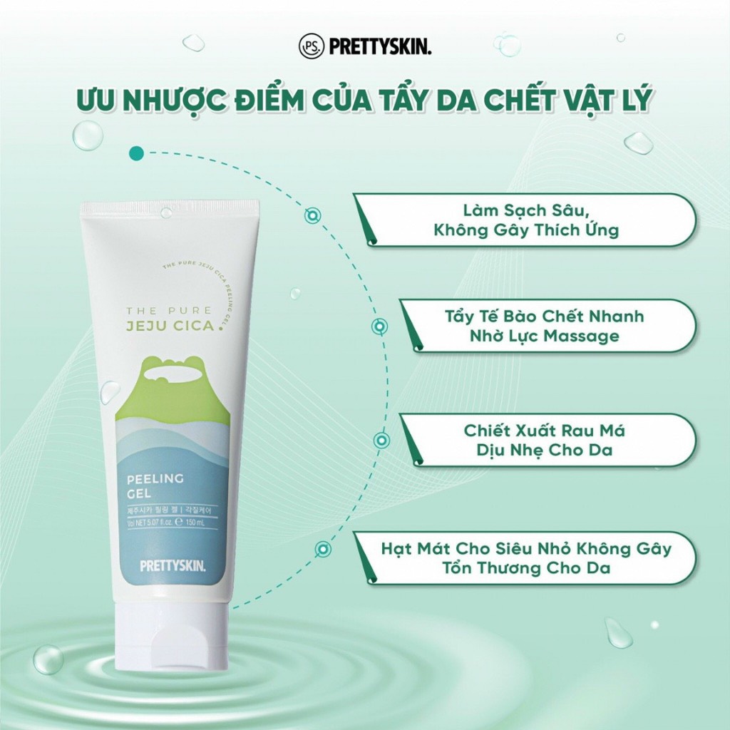 Mô tả Tẩy da chết Prettyskin The Jeju Cica Peeling Gel 150ml, gel tẩy da chết chiết xuất rau má sạch sâu, dịu nhẹ và an toàn - 2