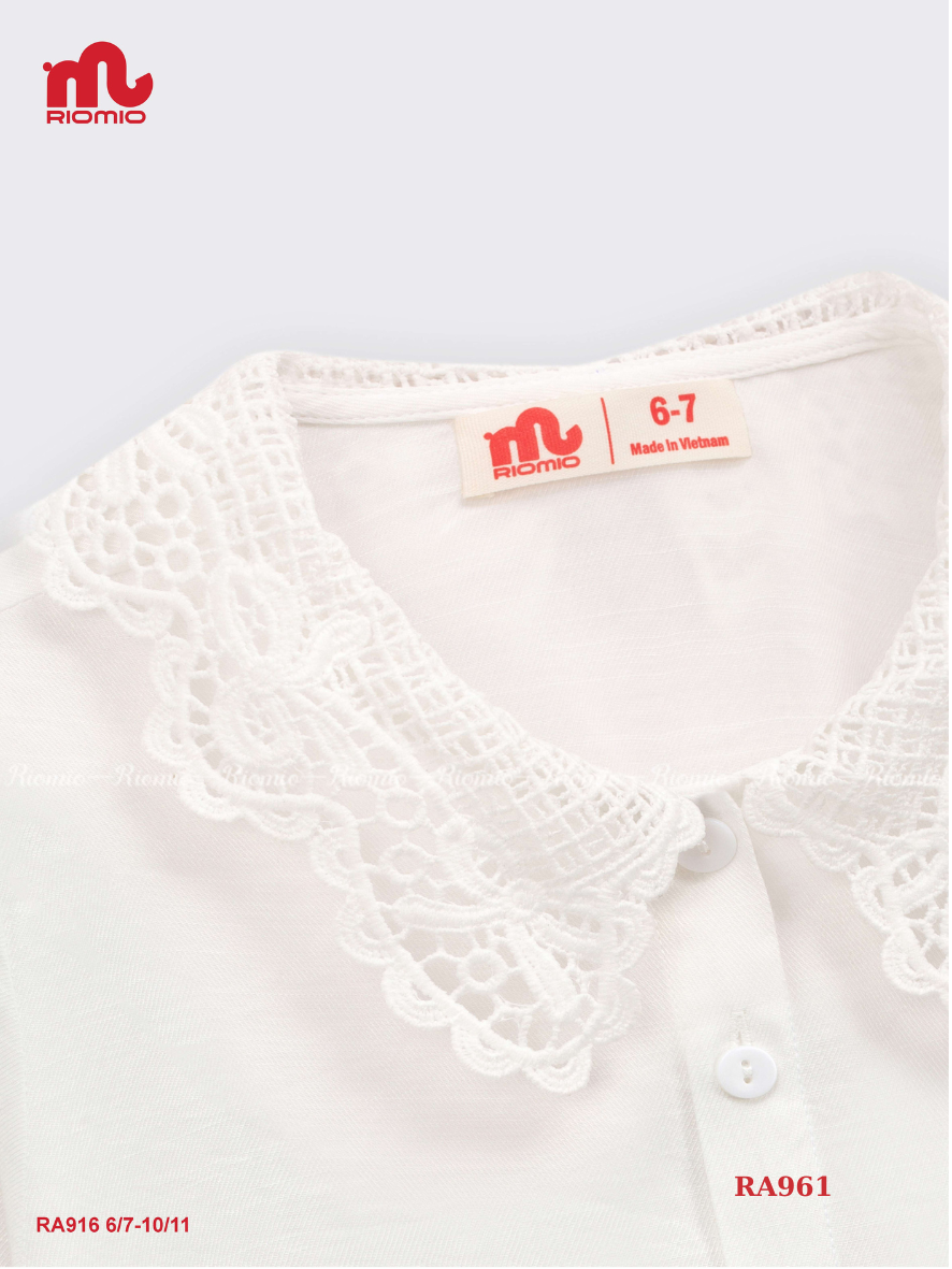 Mô tả Áo sơ mi dài tay bé gái RIOMIO size 21-40kg cổ bèo, phối nơ xinh xắn-RA721,RA916 - 2