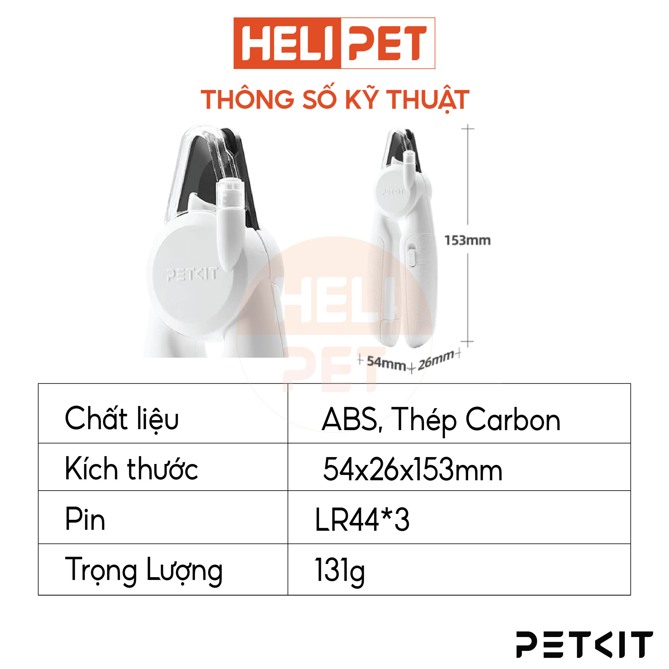 Mô tả Kìm Cắt, Bấm Móng Chó Mèo Có Đèn Led PETKIT Pro - HeLiPet - 1