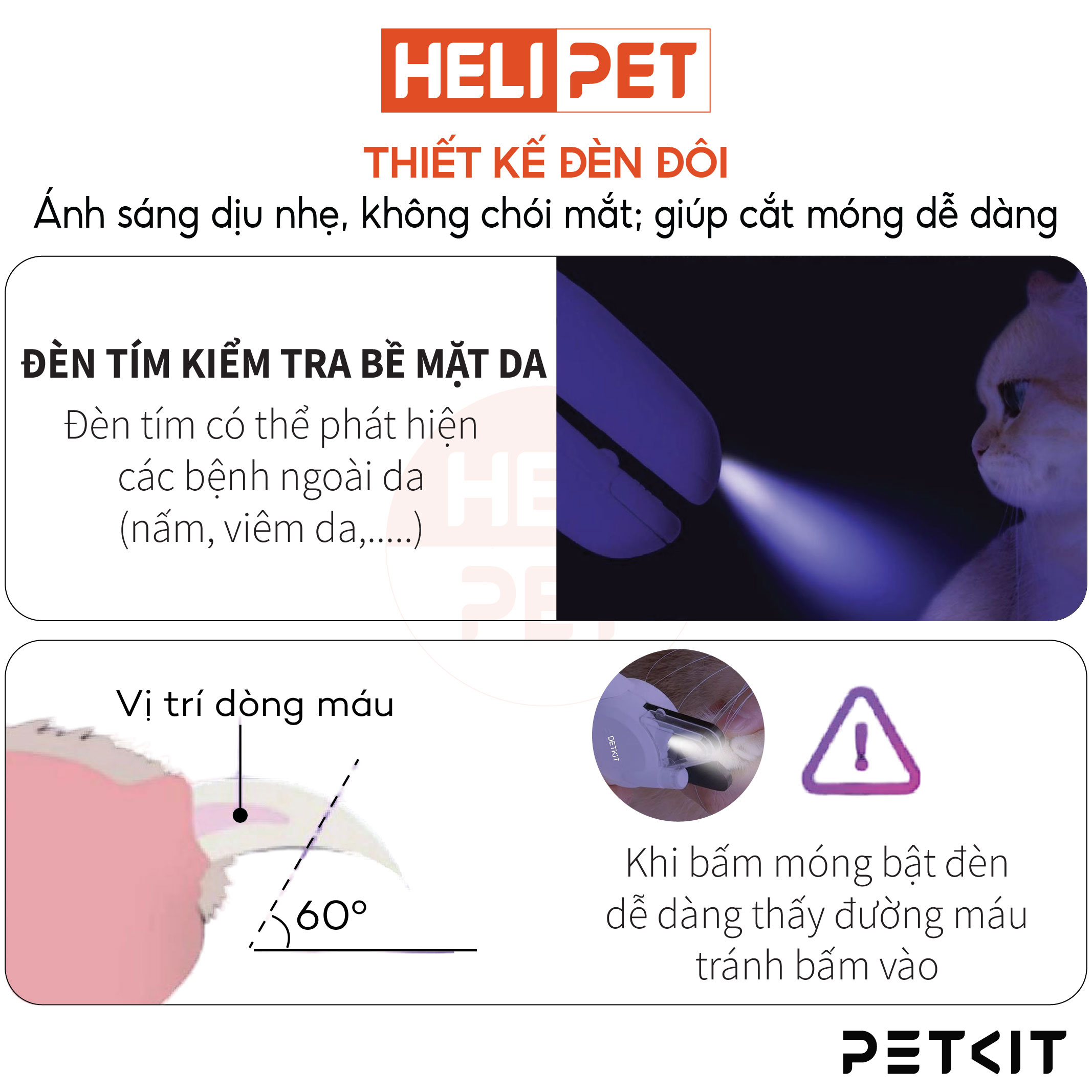 Mô tả Kìm Cắt, Bấm Móng Chó Mèo Có Đèn Led PETKIT Pro - HeLiPet - 4