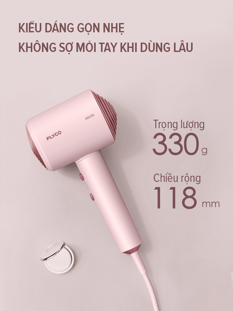 Mô tả Máy Sấy Tóc Ion Âm Flyco FH1630VN Công Suất Lớn 1600W Sấy Nóng và Mát Bảo Vệ Tóc - Chính Hãng - 3