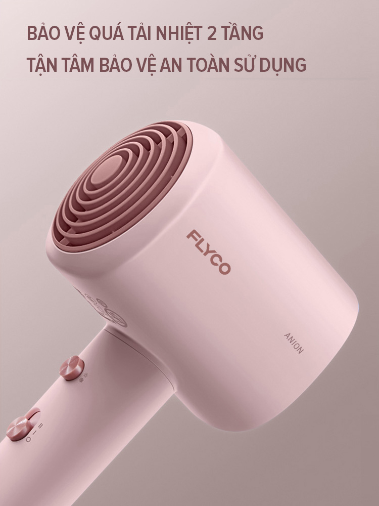 Mô tả Máy Sấy Tóc Ion Âm Flyco FH1630VN Công Suất Lớn 1600W Sấy Nóng và Mát Bảo Vệ Tóc - Chính Hãng - 6