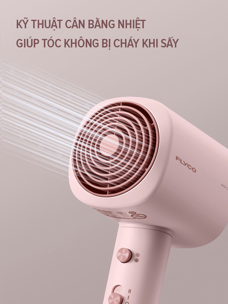 Mô tả Máy Sấy Tóc Ion Âm Flyco FH1630VN Công Suất Lớn 1600W Sấy Nóng và Mát Bảo Vệ Tóc - Chính Hãng - 5