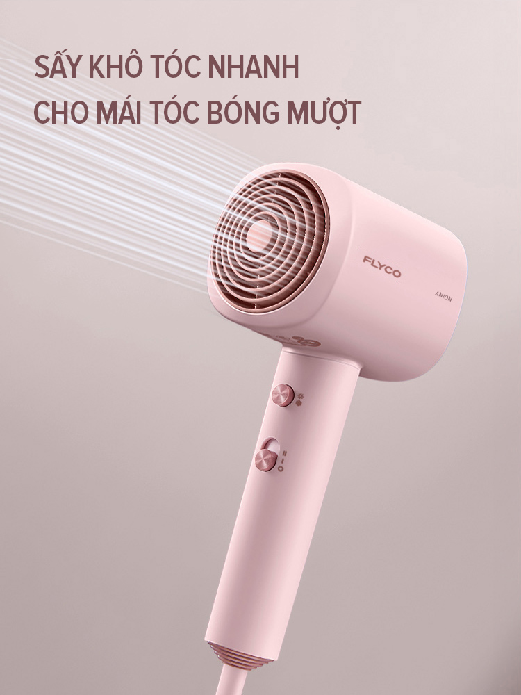 Mô tả Máy Sấy Tóc Ion Âm Flyco FH1630VN Công Suất Lớn 1600W Sấy Nóng và Mát Bảo Vệ Tóc - Chính Hãng - 1