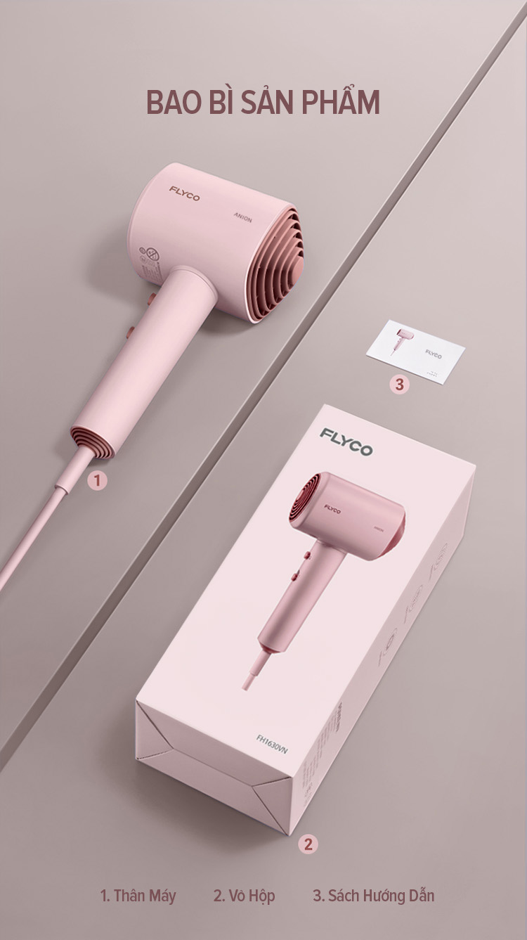 Mô tả Máy Sấy Tóc Ion Âm Flyco FH1630VN Công Suất Lớn 1600W Sấy Nóng và Mát Bảo Vệ Tóc - Chính Hãng - 7