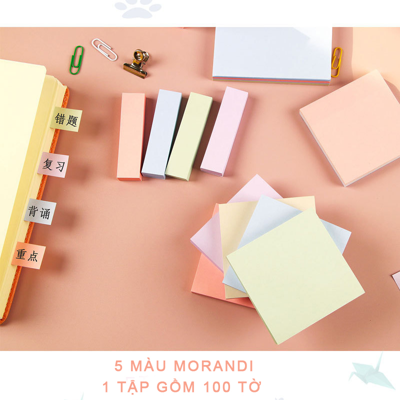 Set 100 tờ giấy note ghi chú Pkbeoshop giấy nhớ sticky màu pastel ...