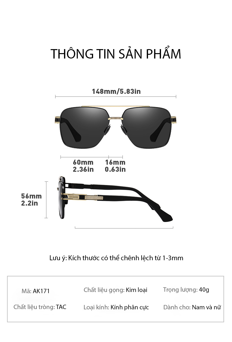 Mô tả Kính Râm Thời Trang Nam Nữ AORON Phân Cực Đổi Màu Chống Lóa Chống Tia Cực Tím UV Kiểu Dáng Thời Trang Nhiều Màu AK171 - 4