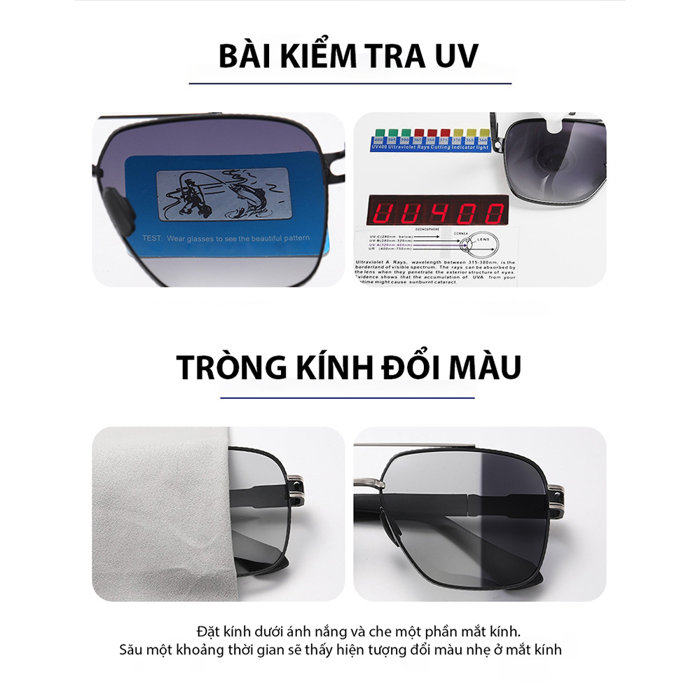 Mô tả Kính Râm Thời Trang Nam Nữ AORON Phân Cực Đổi Màu Chống Lóa Chống Tia Cực Tím UV Kiểu Dáng Thời Trang Nhiều Màu AK171 - 12