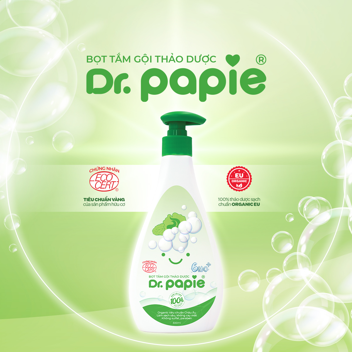 Mô tả Sữa Tắm Thảo Dược Dr.Papie Tạo Bọt, Chiết Xuất Trà Shan Tuyết, Giảm Mẩn Ngứa, Rôm Sảy, Làm Sạch, Mát Da Bé 300ml - 5