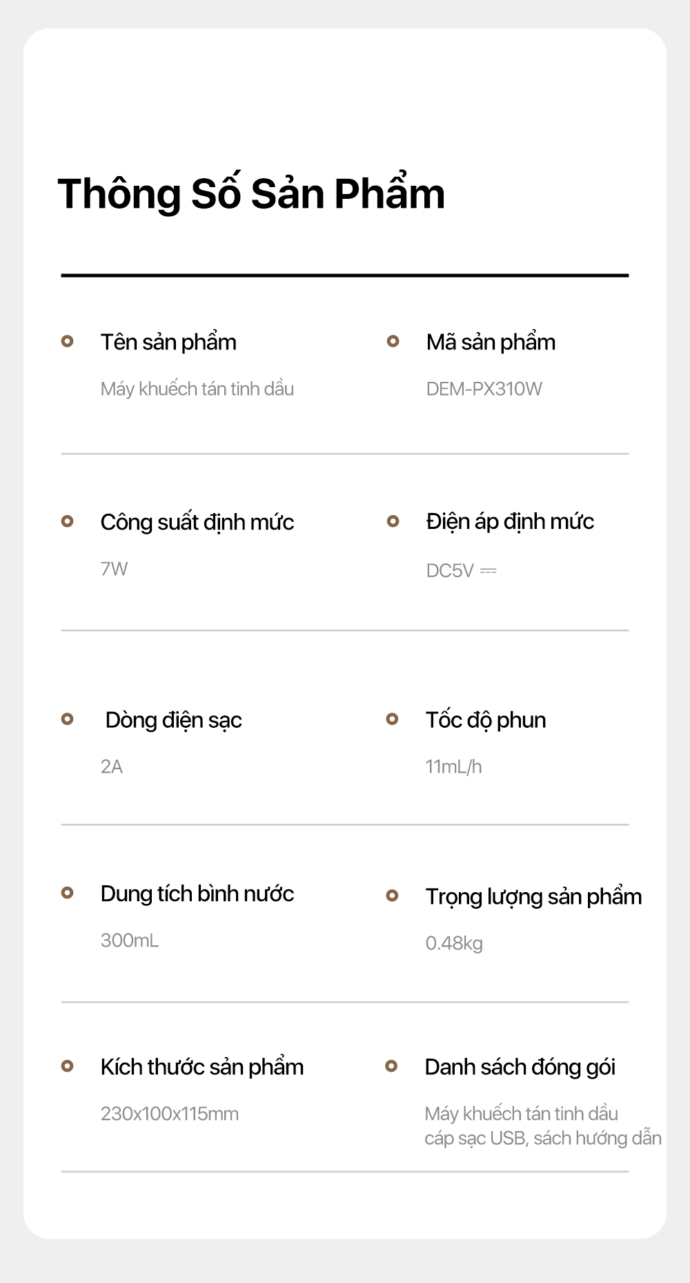 Mô tả Máy khuếch tán tinh dầu Deerma PX310W thiết kế 3 trong 1 với hiệu ứng đèn mô phỏng thông minh - Bảo hành 12 tháng - 12