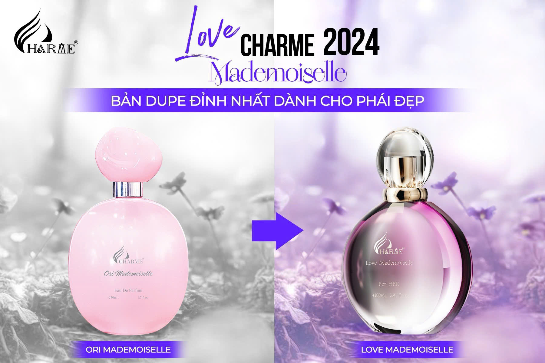 Mô tả Nước Hoa Nữ CHARME LOVE MADEMOISELLE 100ml, Hương Hoa Cỏ, Nữ Tính, Nhẹ Nhàng - 1