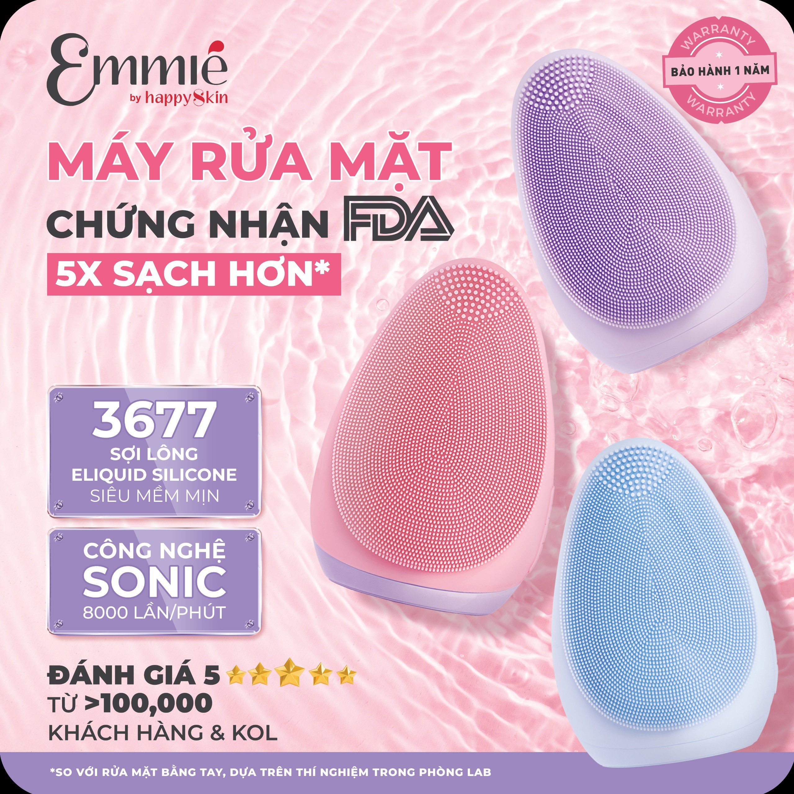 Mô tả Máy Rửa Mặt Emmié Premium Facial Cleansing Brush - Đạt Chứng Nhận FDA - 1