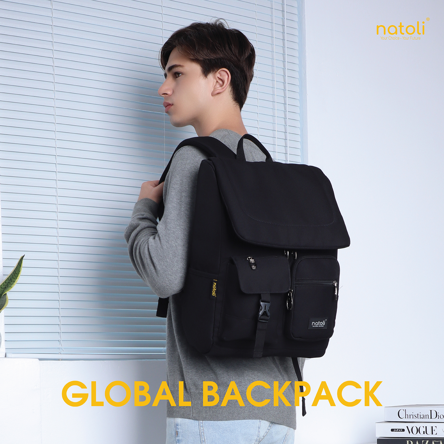 Mô tả Balo laptop 15 6 inch thương hiệu NATOLI, cặp đi học nam chống sốc chống nước tốt Global Backpack B8 - 1