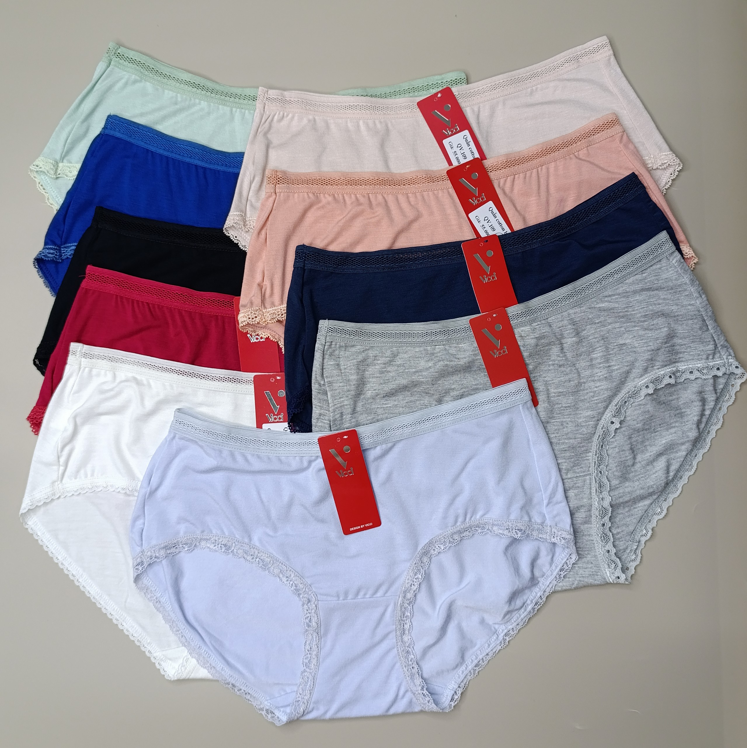 Mô tả Set 5 quần lót nữ cotton lụa Vicci 109 mềm mại, êm ái, thấm hút mồ hôi, kháng khuẩn khử mùi - 10