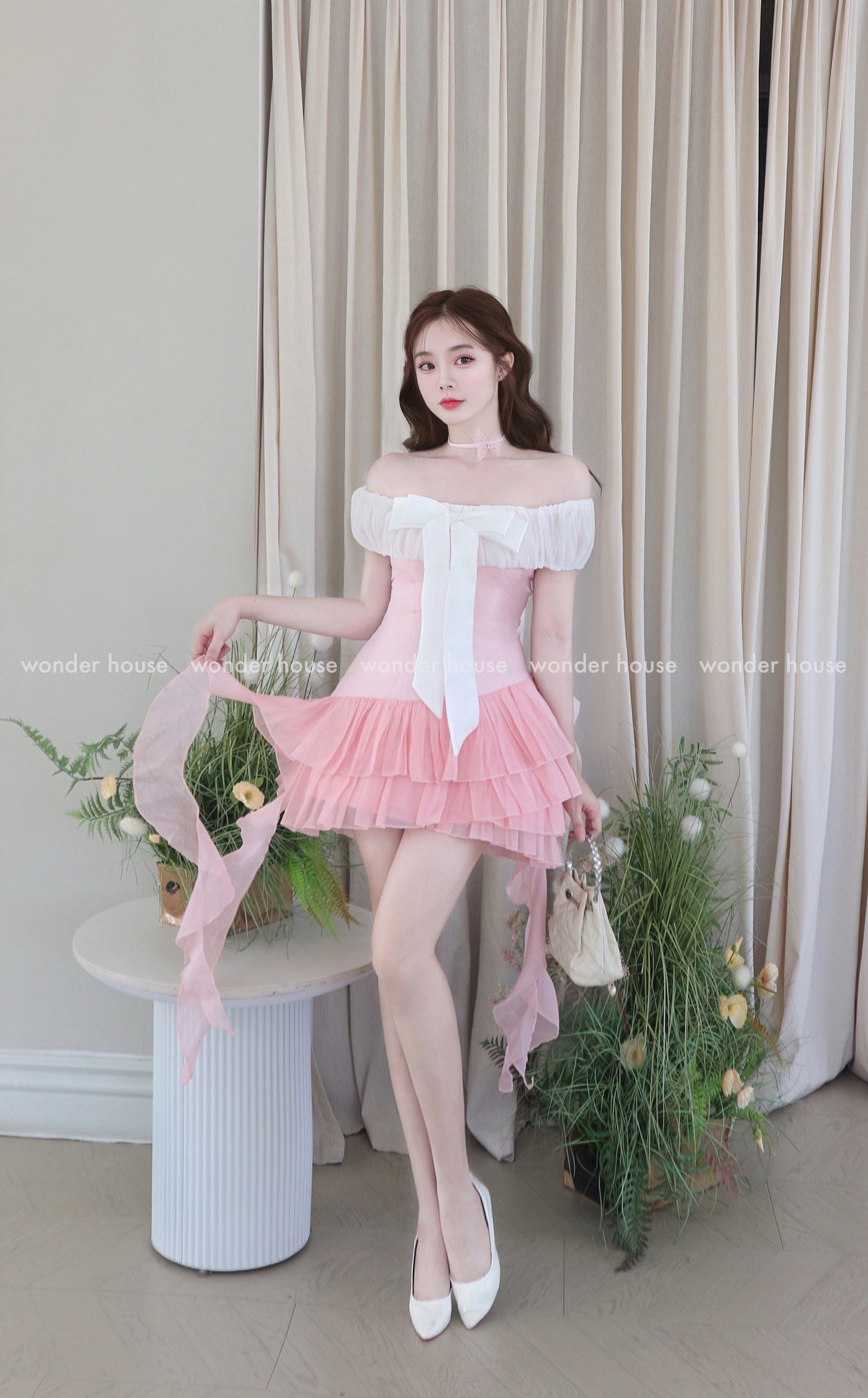 Mô tả Wonderhouse Michin Dress Đầm thiết kế trễ vai xòe dự tiệc sang trọng - 7