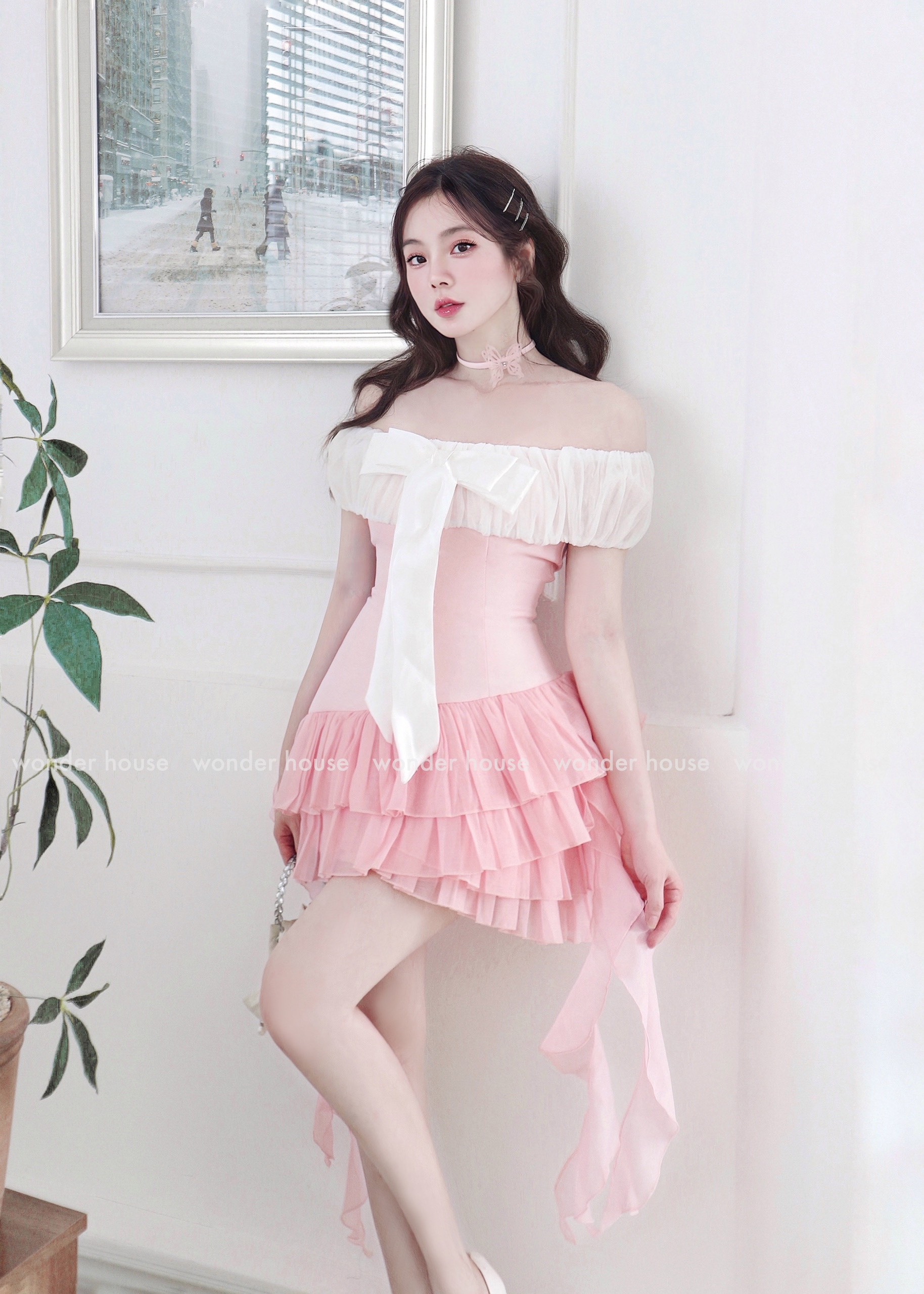 Mô tả Wonderhouse Michin Dress Đầm thiết kế trễ vai xòe dự tiệc sang trọng - 8