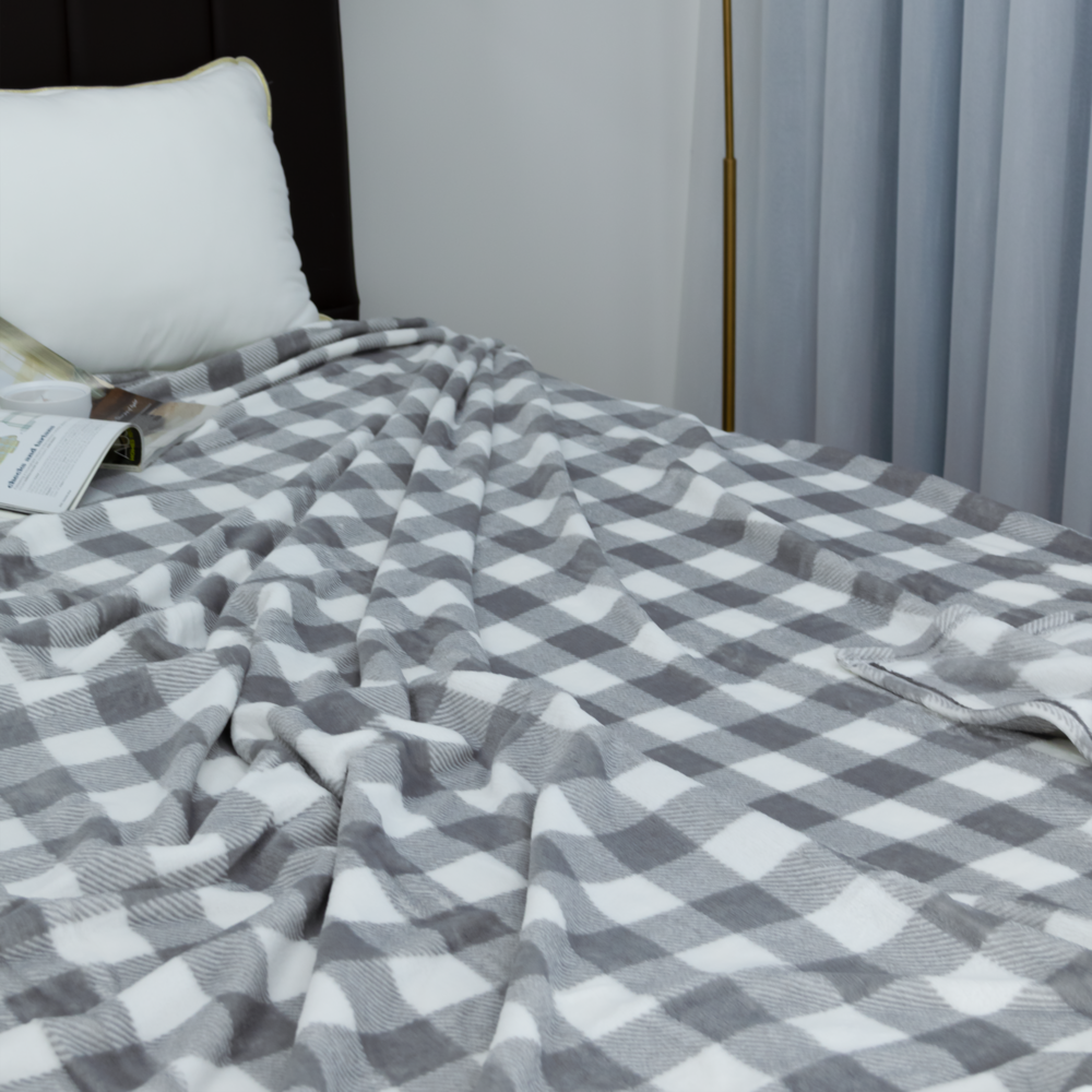 Mô tả Mền tuyết NIN House hoa văn SQUARE STRIPES 1m8x2m sợi microfiber cực ấm, mịn màng fleece blanket văn phòng, xe hơi, sofa - 1