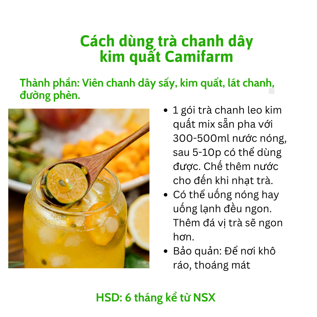 Mô tả Trà detox trái cây chanh dây kim quất trắng da Camifarm, thanh nhiệt cơ thể, bổ sung vitamin C - 2