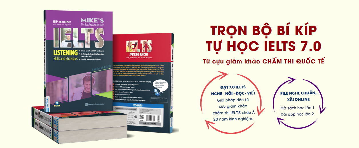 Mô tả Bộ Sách Ielts Mike Gồm 5 Cuốn Trọn Bộ Nghe - Nói - Đọc - Viết - Tác Giả Mike Wattie - MCBooks - 1