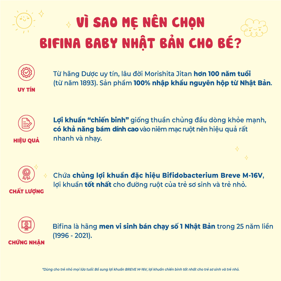 Mô tả Hỗ trợ ăn ngon, tăng đề kháng - Men vi sinh Bifina Baby Nhật Bản- Hộp 30 gói - 2