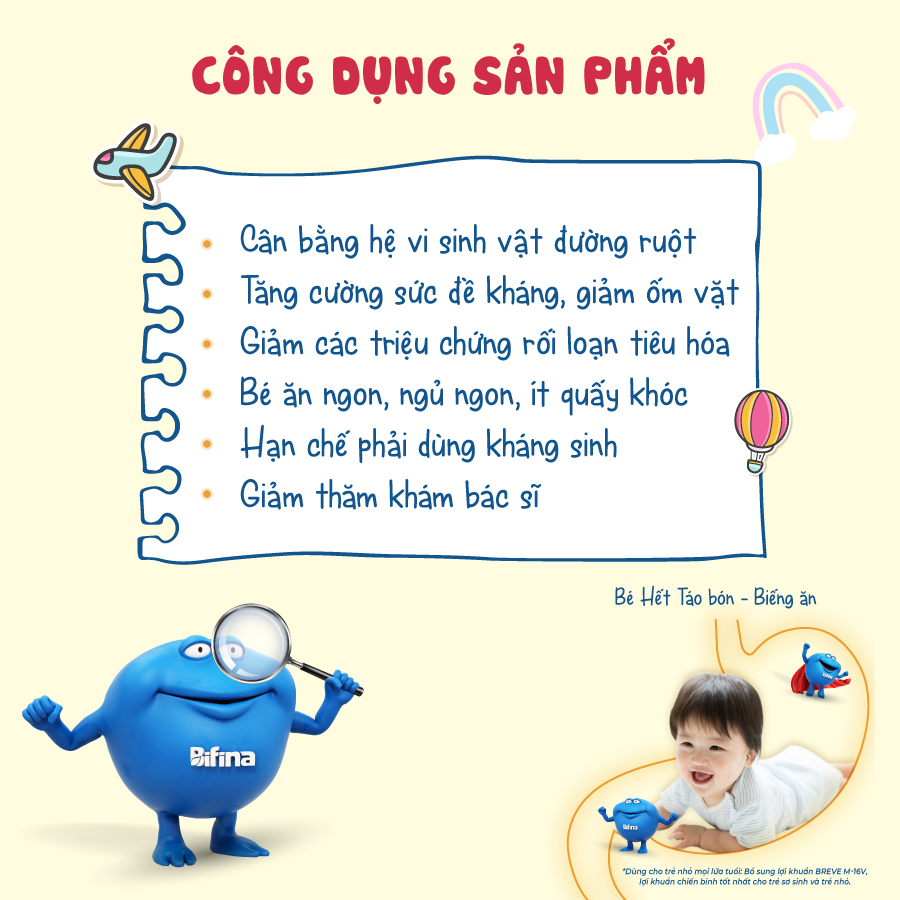 Mô tả Hỗ trợ ăn ngon, tăng đề kháng - Men vi sinh Bifina Baby Nhật Bản- Hộp 30 gói - 4
