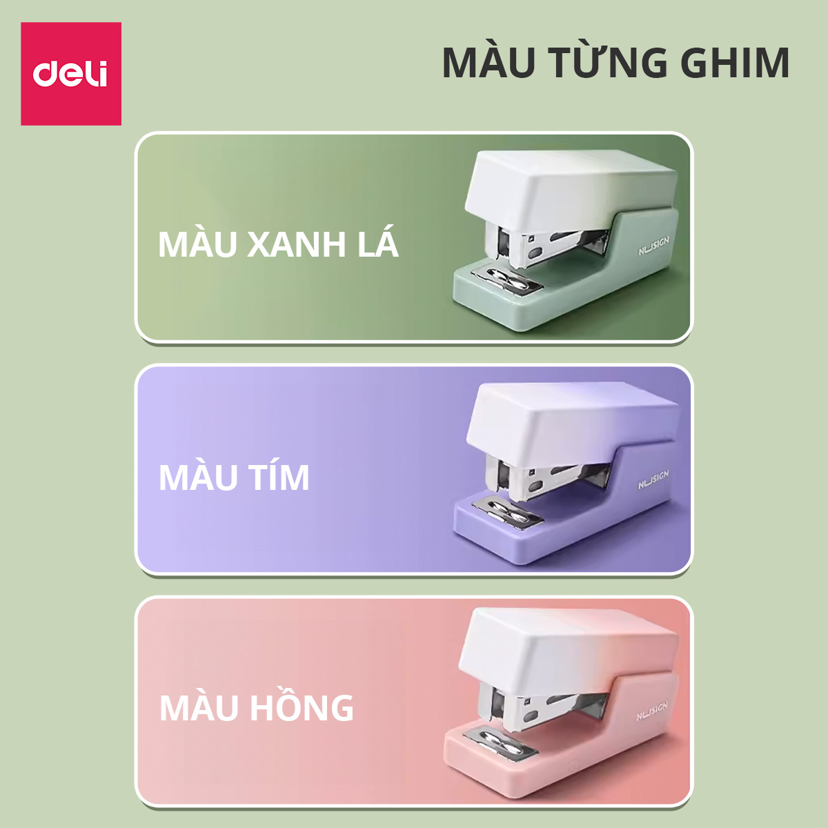 [TẶNG KÈM GHIM] Dập ghim trợ lực cao cấp NUSIGN loại 24/6 3 màu Tím ...
