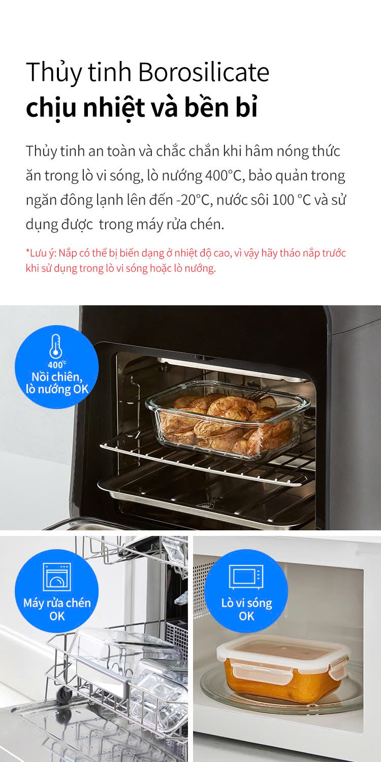 Hộp thủy tinh chia ngăn tiện lợi