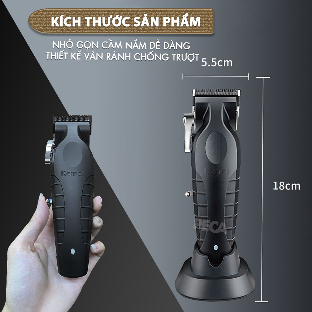 Mô tả Tông đơ cắt tóc chuyên nghiệp Kemei KM-2296 lưỡi cắt mạ carbon công suất mạnh mẽ 5W pin khỏe lithium - Chính hãng - 2