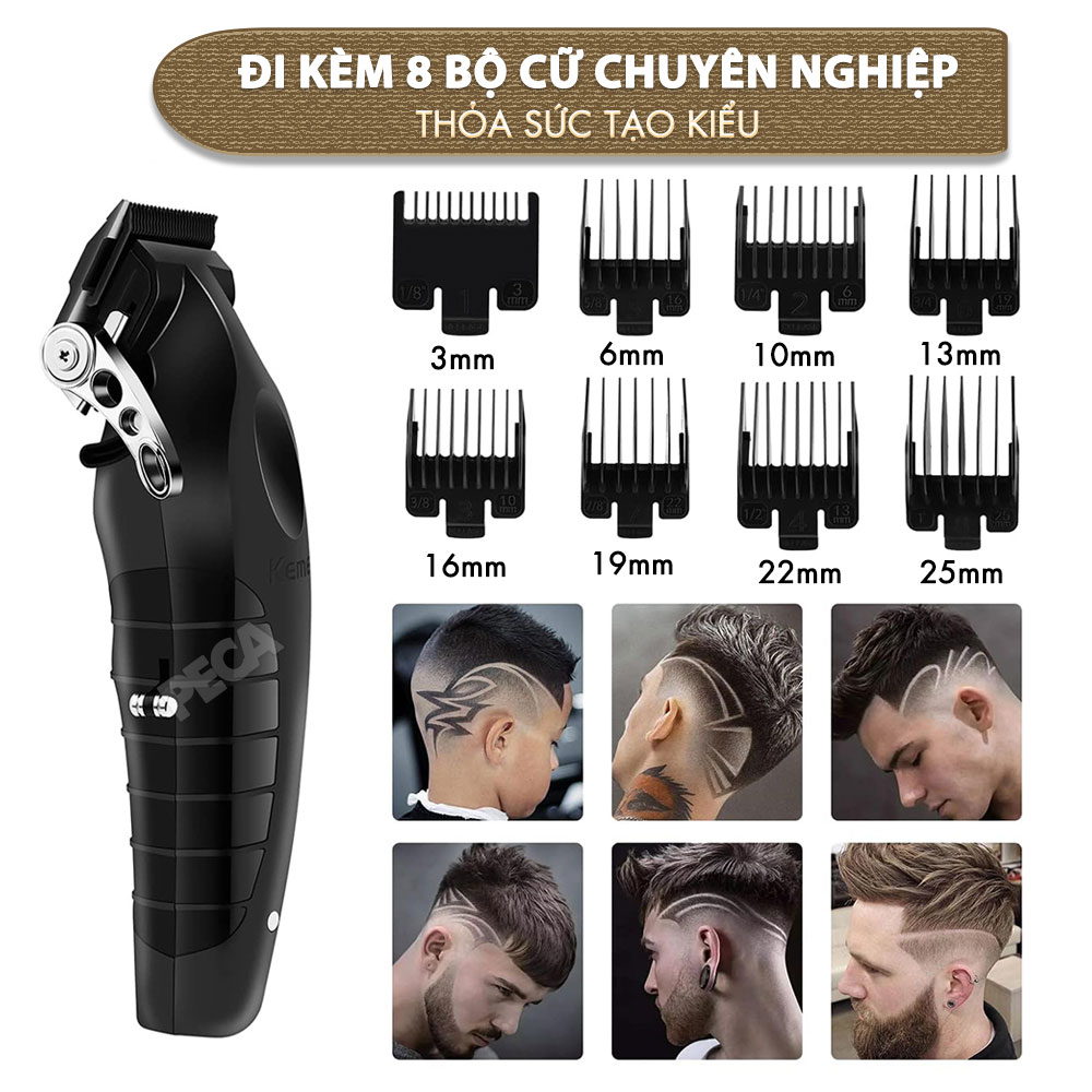 Mô tả Tông đơ cắt tóc chuyên nghiệp Kemei KM-2296 lưỡi cắt mạ carbon công suất mạnh mẽ 5W pin khỏe lithium - Chính hãng - 8