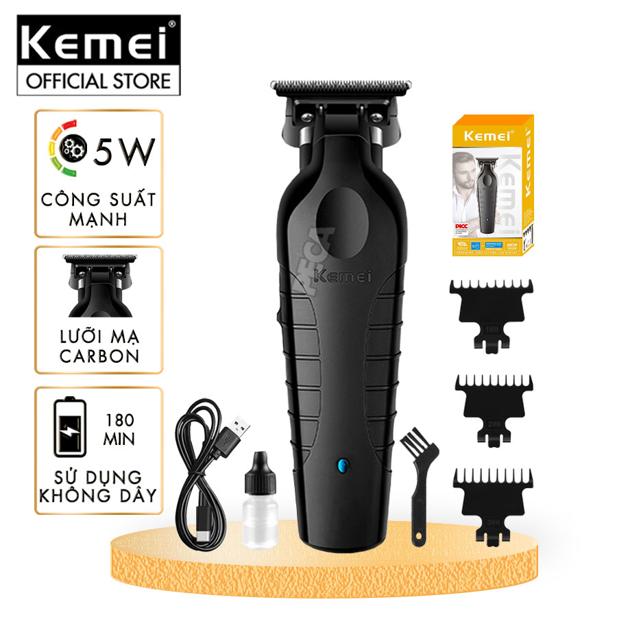 Mô tả Tông đơ chấn viền Kemei KM-2299 lưỡi cắt mạ carbon cao cấp công suất 5W - Chính hãng - 1