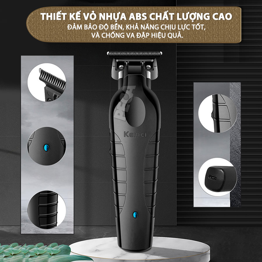 Mô tả Tông đơ chấn viền Kemei KM-2299 lưỡi cắt mạ carbon cao cấp công suất 5W - Chính hãng - 3