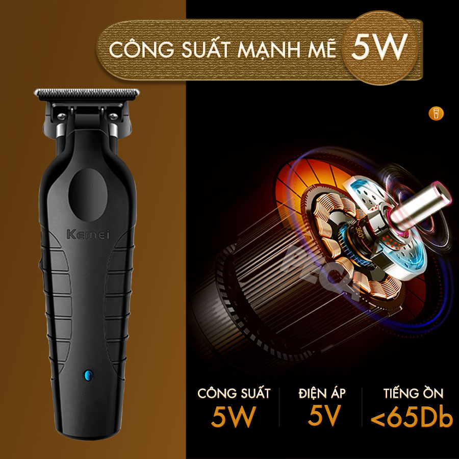 Mô tả Tông đơ chấn viền Kemei KM-2299 lưỡi cắt mạ carbon cao cấp công suất 5W - Chính hãng - 8