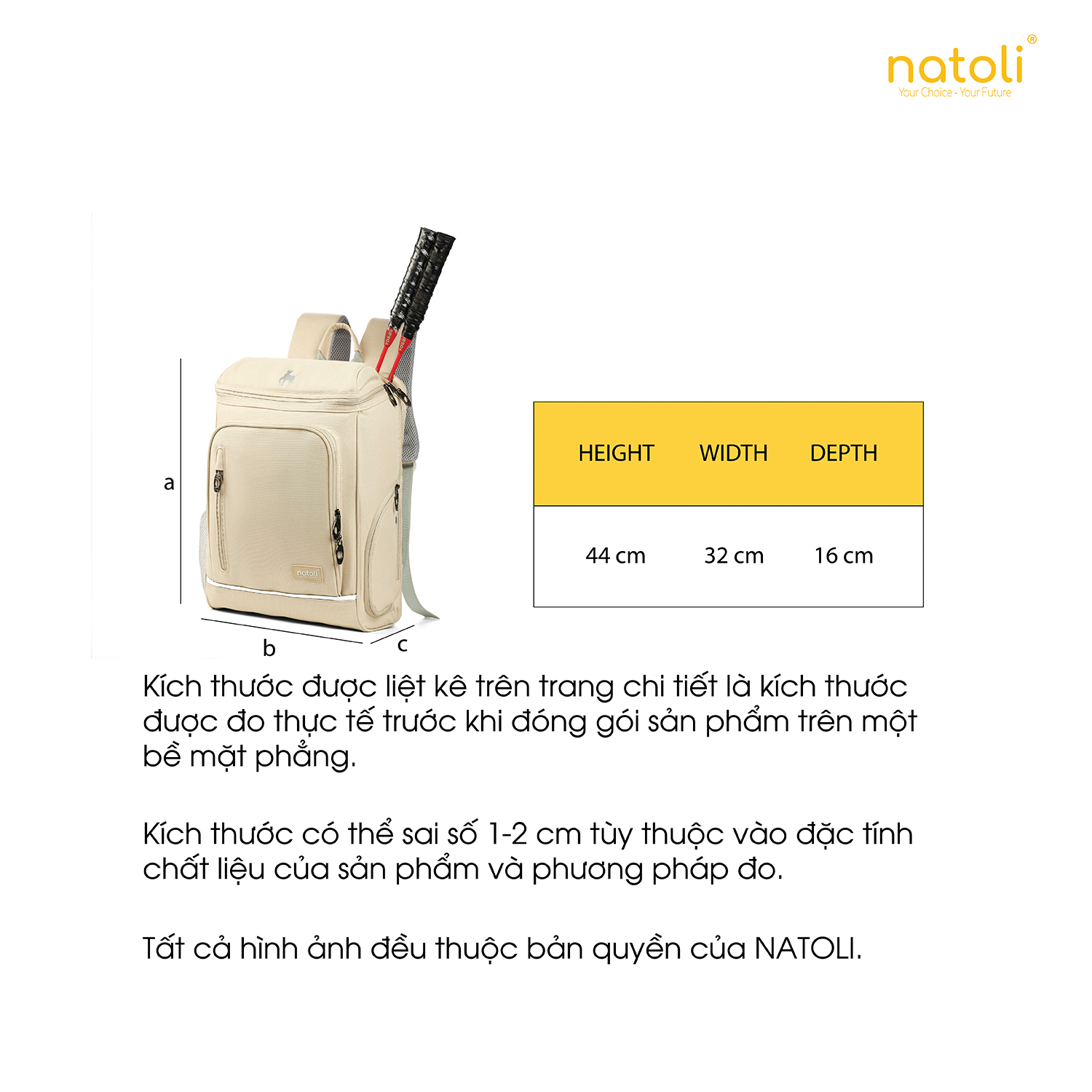 Mô tả Balo cầu lông thể thao NATOLI đựng giày, đựng vợt cầu lông, chống nước cao cấp BST ProSport Backpack B26 - 10