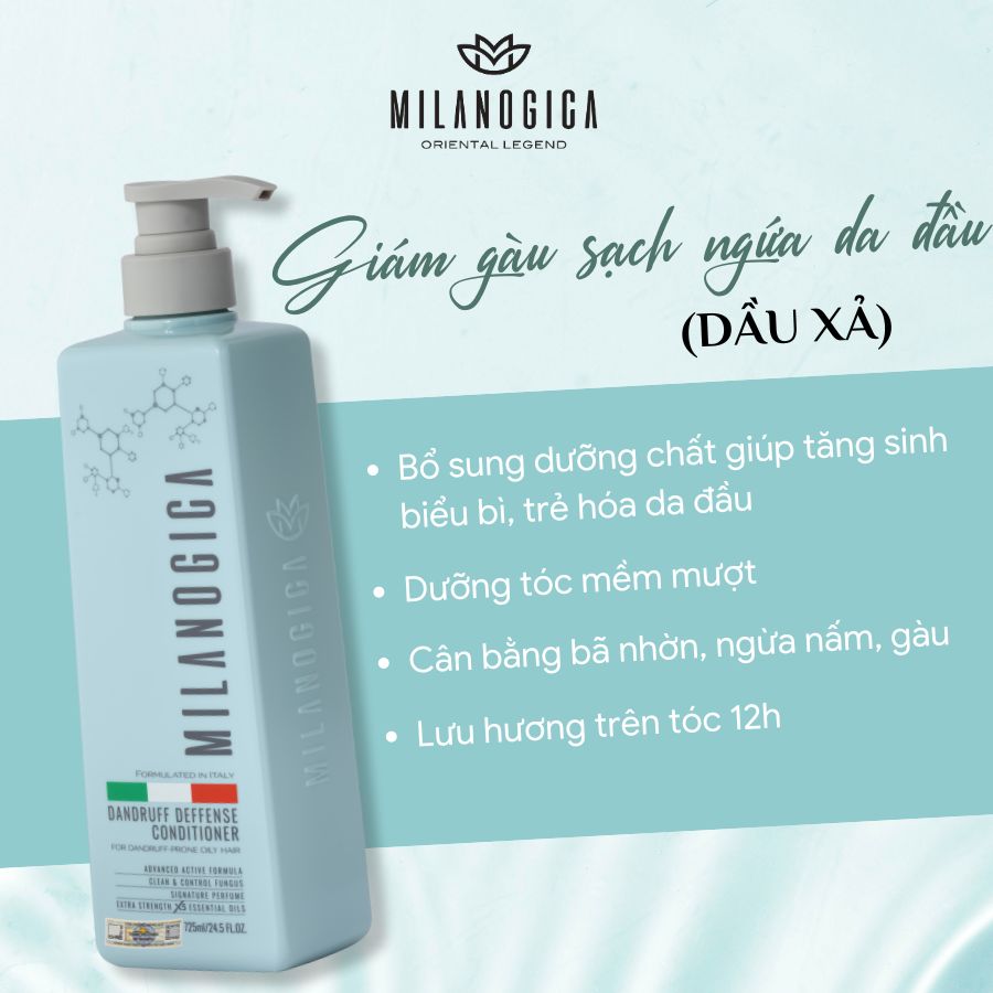 Mô tả Bộ Dầu Gội Xả Giảm Gàu sạch ngứa da đầu Milanogica  355ml/725ml sạch bã nhờn, ngăn ngừa gàu tái phát hương nước hoa - 2