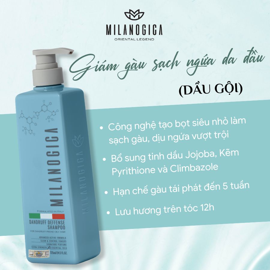 Mô tả Dầu Gội , Dầu Xả  Phục hồi hư tổn, Giảm gàu sạch ngứa da đầu hương nước hoa Milanogica 355ml - 2