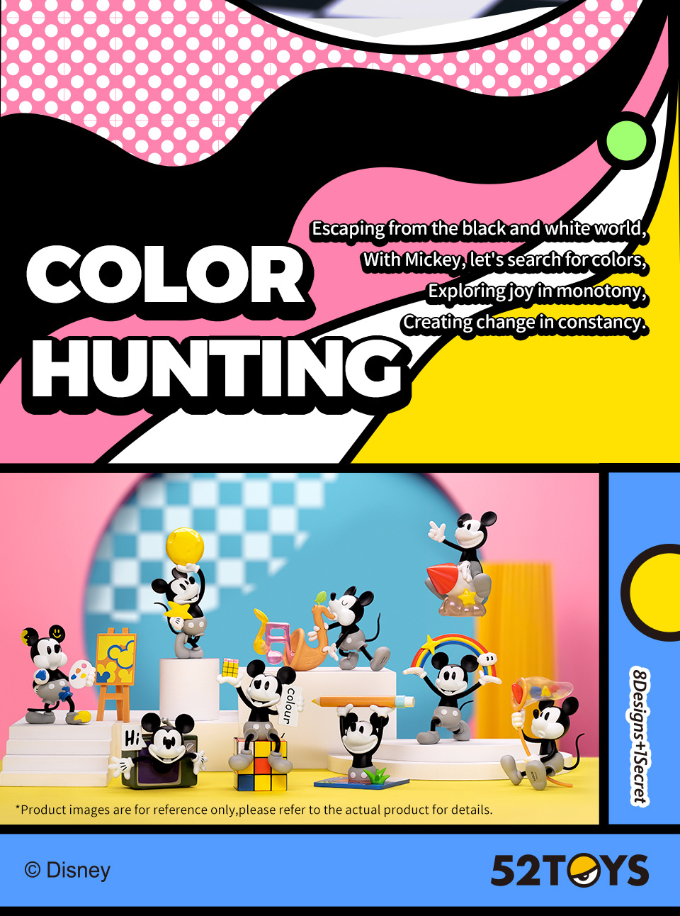 52TOYS Hộp Mù Bind Box, Disney Mickey Mouse Color Hunting Series Blind ...