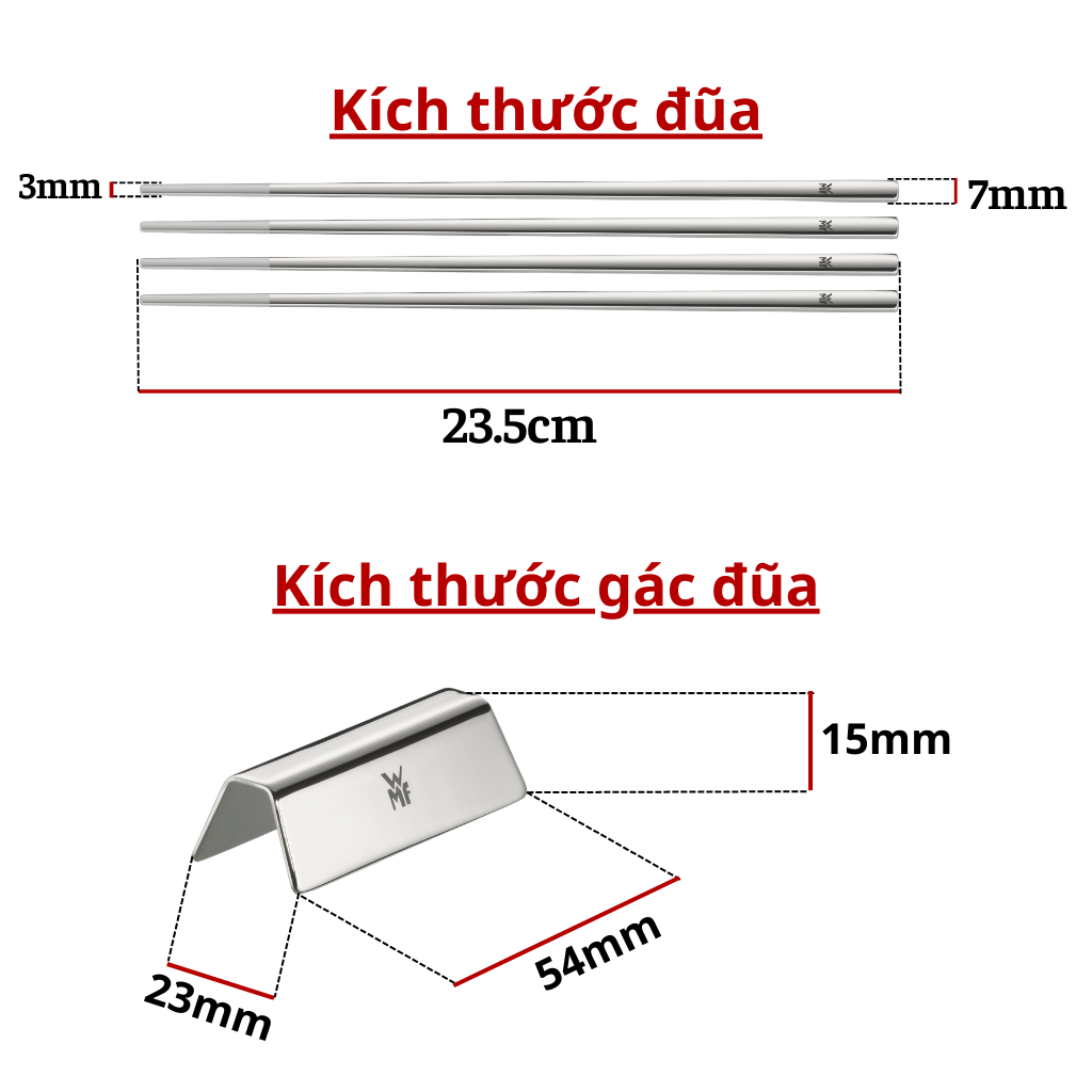 Mô tả Bộ 2 Đôi Đũa Kèm 2 Gác Đũa WMF Nuova, Chất Liệu Thép không Gỉ Cromargan, Sang Trọng - 2
