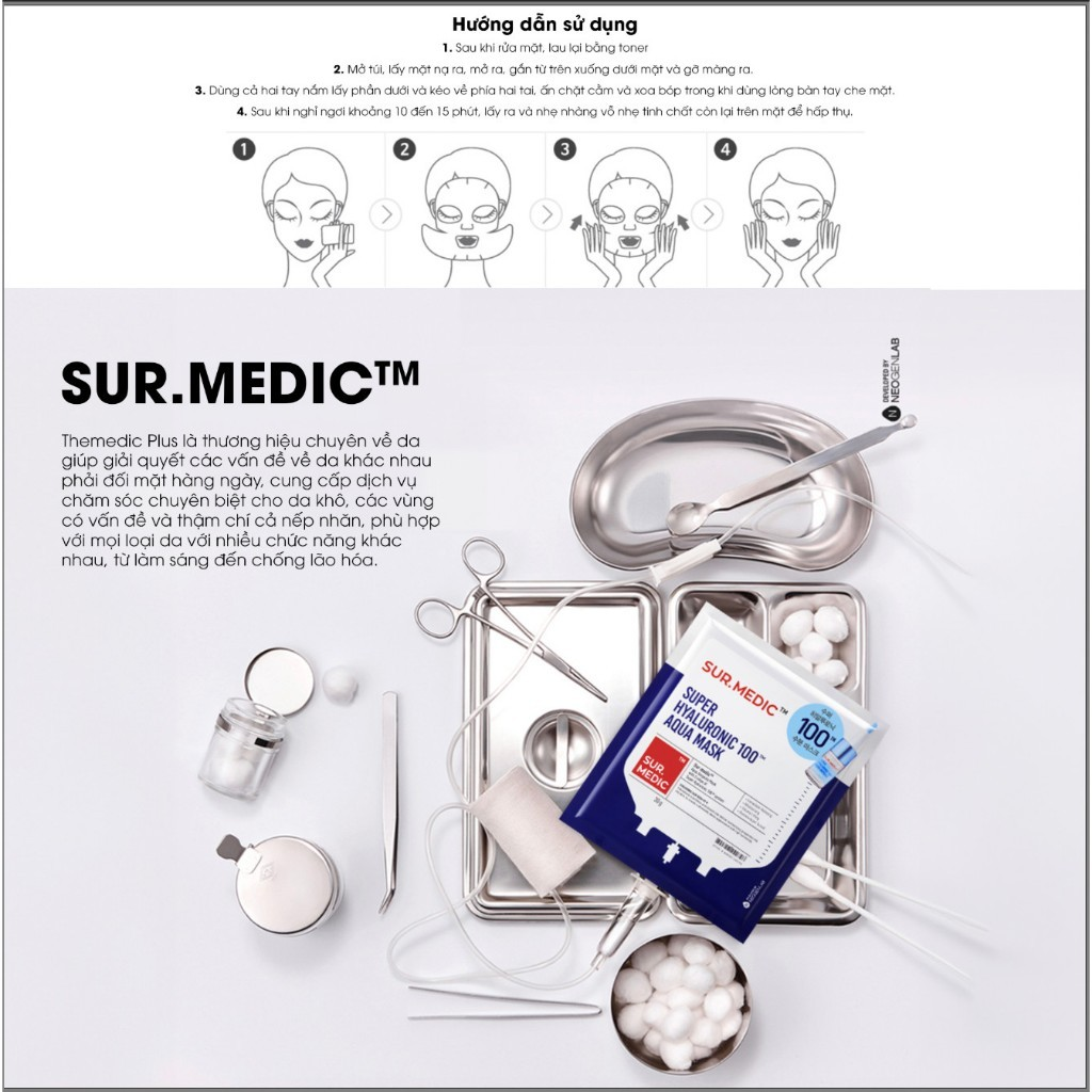Mặt nạ Sur.medic cấp nước - mask Surmedic miếng cấp ẩm siêu tốc Super ...