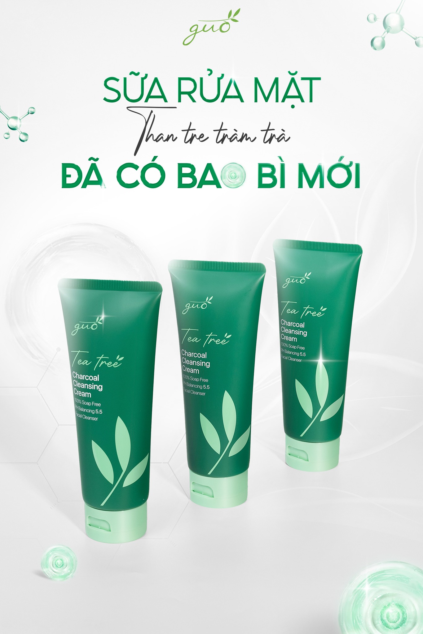 Mô tả Sữa Rửa Mặt Than Tre Tràm Trà An Toàn Cho Bà Bầu pH 5.5, Không Sulfate, Kiềm Dầu, Ngừa Mụn Hiệu Quả GUO 100g - 3