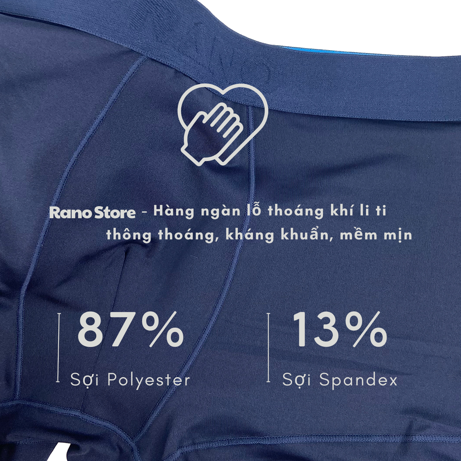 Mô tả Combo 5 quần lót nam đùi boxer RANO vải thun lạnh mềm mại cao cấp co dãn 4 chiều thoáng khí cạp lưng to 3.5cm - 3